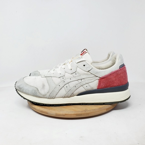 Onitsuka Tiger Ally Shoes Mens 9.5 Grey Suede Red Retro Athletic Low Sneaker